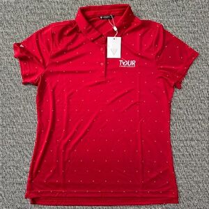 NWT WOMEN’S VISON POLO - FLAME RED - XL - Embroidered TOUR CHAMPIONSHIP Logo